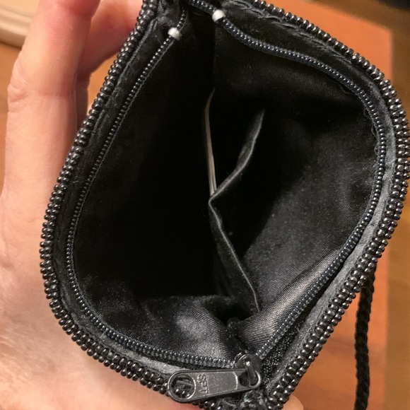 90’s BLACK SATIN MINI BAG PURSE EVENING BAG WITH BEADED DETAIL, and BEAD… - Picture 5 of 11